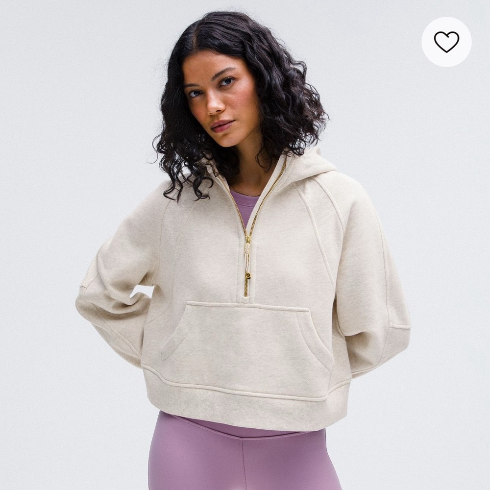 Lululemon Half Zip Scuba Hoodie in Bone/Gold